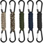 5 Pack Paracord Keychain Carabiner for Backpacks, Paracord Strap Backpack Clips Keychain Carabiner Double Hook Water Bottle Clip Heavy Duty Key, Outdoor Camping Kit (5PCS-Mixed Color)