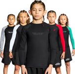 Elite Sports Rash Guards for Boys and Girls, Full Sleeve Compression BJJ Kids and Youth Rash Guard, Black, Large