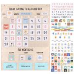 The Peanutshell Preschool Calendar Pocket Chart for Kids, Days of the Week, 2024, Circle Time Board, Homeschool & Kindergarten Supplies, Boho Classroom Decor, Jumbo Size 28"x38", 195 Pieces