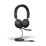 Jabra Evolve2 40 SE Wired Stereo Noise-Cancelling Headset - Features 3-Mic Call Technology and USB-A Cable - Works with All Leading Unified Communications Platforms Such as Zoom & Google Meet - Black