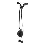 ESNBIA Shower Tub Kit, Bathtub Shower Faucet Set(Valve Included) with High Pressure Handheld Shower Head and Tub Spout, Single-Handle Tub and Shower Trim Kit, Shower Head and handle set, Matte Black