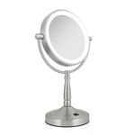 Zadro 9-Inch 5X Mag Next Generation Led Cordless Double Sided Round Vanity Mirror, Satin Nickel Finish