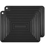 flintronic Silicone Table Mat, 2 Pack Large Silicone Trivet Mats，29x23CM Non Slip Flexible Durable Heat Resistant Pot Coaster Kitchen Table Countertop Mats(Black)