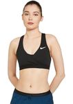 Nike Women's Polyester Wire Free Sports Bra (DQ8008-010 Black/White_S)