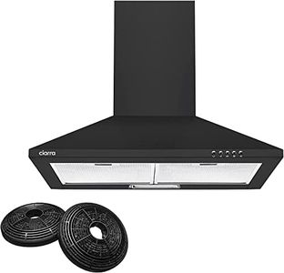 CIARRA Cooker Hood 60cm CBCB6201 600mm Kitchen Extractor Hood with Carbon Filters Recirculating&Ducting Wall Mounted Cooker Extractor Fan Black