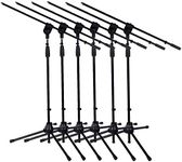 LyxPro Microphone Stand Boom Arm, Rotating Floor Podium Stage, Strong Durable And Foldable 38.5 Inch - 66 Inch, Extends Arm to 29 3/8 Inch Comes With 3/8 Inch and 5/8 Inch - Mount Adapters (Pack of 6)