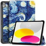 TNP Case for iPad 10th Generation Case 2022-10.9 inch iPad Case with Slim Shell and Trifold Smart Stand Cover - Protective TPU Case for 10th Gen iPad, Auto Sleep/Wake, Starry Night - Van Gogh