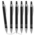 Cobee Stylus Tip Ballpoint Pens, 6 Pieces 1.0mm Retractable Ball Point Pen Medium Point Smooth Writing Pen Black Ink Metal Pen Stylus Nice Pen for Touch Screens(Black)