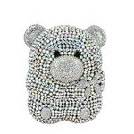 Bear Evening Bags and Clutches for Women Formal Party Cocktail Rhinestone Minaudiere Animal Purse Handbag, Silver Ab, Mini