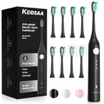 Keosaa Sonic Electric Toothbrush with 8 Brush Heads, Rechargeable Electric Toothbrush with Pressure Sensor, 33000VPM, 3 Modes, 2-Min Smart Timer, One Charge for 30 Days, IPX7, 3D Rounded Soft Bristles
