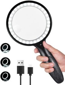 Lupe mit Licht, Afaneep 30x 60x Große Leselupe für Senioren Groß, 3 Modi Leselupe USB Handlupe 33 LED Vergrößerungsglas Leselupen mit Licht für Kind, Briefmarken, Münzen, Uhrmacher Inspektion(Schwarz)