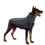 SlowTon Dog Winter Jacket, Waterproof Warm Dog Coats for Large Medium Small Dogs with Polar Fleece Lining Turtleneck Scarf, Reflective Adjustable Puppy Snowsuit Raincoat for Cold Weather(Grey,XL)