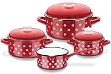 GSW Stahlwaren GmbH 7 Piece Enamel Cookware Set, Red, 30 x 30 x 30 cm