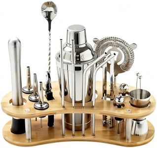 19 Piece Professional Cocktail Shaker Set, Stainless Steel Bar Tools Kit with Removable Bamboo Stand, Complete Bartender Kit for Home Bar – Perfect Gift for Men & Home Bartenders