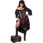 California Costumes Women's Plus-Size Pirate Wench Plus, Black/Burgundy, 2X