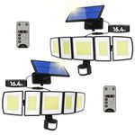 Solar Motion Lights Outdoor - with 16.4ft Cable, 3000LM LED Security Lights for Outside Dusk to Dawn, IP65 Waterproof Flood Lights with Remote for Court Yard Garage Front Door