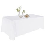 Urby Polyester Rectangular Table Cloth for 8+ Foot Table That Seats 8-10 Person. Nappe de Table rectangulaire. Ideal for Banquet, Wedding and Events (White, 70'' x 120'').