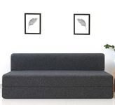 uberlyfe Jumbo 3 Seater Sofa Cum Bed | Jute Fabric Washable Cover | Dark Grey | 6.5' X 6.5' Feet