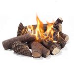 ATR ART TO REAL Ceramic Logs for Bioethanol Fire,Decorative Fire Logs Smokeless Long Burning,Artificial Pine Cones Shaped Firewood Logs for Ethanol,Gas Fire,Electric Fireplace,Ethanol Fire Pit,9 Pcs