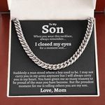 WUSHAOHE To My Son Stainless Steel Cuban Chain Necklace, Father Mother To Son Gifts, Gifts for Son Birthday, Unique Gifts for Son From Father Mother, Wood, No Gemstone