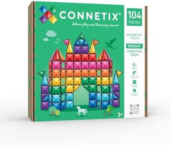 CONNETIX Magnetic Tiles Bright Creative Pack, 104 Pieces