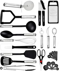 Home Hero Set Ustensiles de Cuisine Anti Adhésif Résistant (Ustensiles en nylon, 25 pièces)