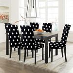 HOTKEI Pack of 6 Black Polka Dot Dining Table Chair Cover Stretchable Slipcover Seat Protector Removable 1pc Polycotton Dining Chairs Covers for Home Hotel Dining Table Chairs