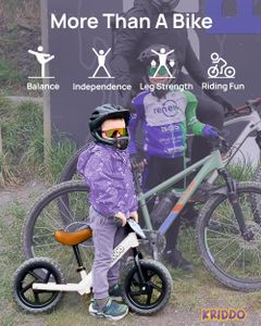 KRIDDO Toddler Balance Bike, 12-Inch, Custom Plate, White – Ages 2-5