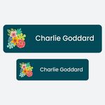 50 x No Iron Medium Personalised Stick On Waterproof Washable Name Labels Great for Clothes, School Uniform, Equipment, Shoes and Much More. School, Nursery, Day Care, Hospital - Jungle Flowers