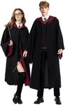 Loiahoer Unisex Wizard Robe Cloak,Magical College Outfit Cape Hooded,Wizard Halloween Costume for Women & Men, Black+red