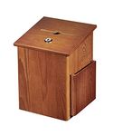 AdirOffice Square Wood Suggestion Box - Wall Mountable - with Lock & Chained Pen - Donation, Collection, Ballot, Key Drop, (Medium Oak)