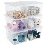 Citylife 54QT（61.3L）Large Clear Storage Bins with Lid Stackable Organizers with Latches Organizers and Storage Big Boxes Plastic Storage Containers with Clear Lid Closet Garage Organization 6-Packs