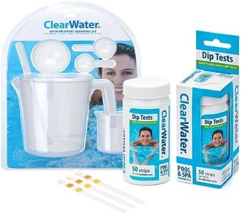 Clearwater Pool Cleaning Kit Bundle - CH0043 Dip Test 50 Strips & CH0032 Water Treatment Measuring Set with Card. Hot Tub Swimming Pool Accessories for Easy and Accurate Water Maintenance.