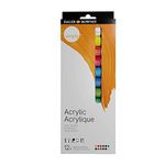 Daler Rowney Simply Acrylic Paint Set - 12 Acrylic Paint Tubes for Student Artists of all Ages - Vibrant Smooth Acrylic Paint Colors - 12ml Acrylic Paints for Canvas Paper and More