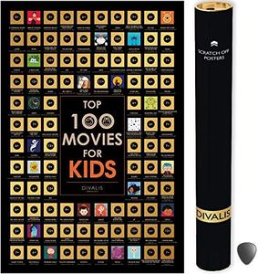 Scratch off Kids Movies Poster - Top 100 Kids Bucket List Map - Large Scratchable Children Cinema Poster - Essential Films Must See Watchlist Chart - Ultimate Movies Watched Challenge Poster Checklist