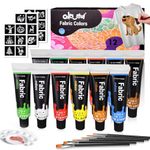 Colorful Fabric Paint Set for Clothes 12 Colors - Permanent Textile Paint Puffy Paint Kit for Shoes, Canvas - Non-Toxic Slick Painting Set for Adults, Beginner & Artists