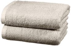 Amazon Basics 2 Hand towel for bathroom, Quick-Dry Absorbent Towel Set, 100% Cotton, 2-Pack (50x90 cm), Platinum