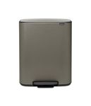 Brabantia Bo Pedal Bin - 2 x 30L Inner Buckets (Platinum) Large Waste/Recycling Kitchen Bin - Soft Closing Lid