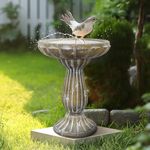 SKYFIRE 18.1” H Birdbaths for The Garden - Concrete Bird Baths for Outdoors Stylish with Vintage Caved Pedestal for Garden, Patio, Yard, Lawn - 14.1”Dia. Birdbath Bowl for Birds Bathing&Feeding