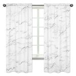 Sweet Jojo Designs 2-Piece Modern Grey, Black and White Marble Collection Window Treatment Panels