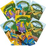 Mini Dinosaur Coloring Books for Kids Party Favor Set - Bulk Pack of 24 with 8 Packs of 4 Color Crayons (Total of 32) Dino Party Favors Coloring Book Designs for Themed Birthday, Goody Bag Filler