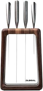 Global Hashira 5-Piece Japanese Knife Block Set, Made in Japan, Walnut Storage Block