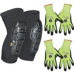 Klein Tools 80123 Gloves and Kneepad PPE Kit with Heavy Duty Kneepad Sleeve, L/XL and Cut Level 4 Knit Dipped Gloves, Large, 2-Pair, 3-Piece