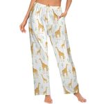 Ysidec Cute Funny Animals Women Lounge Pants Comfy Pajama Bottom Drawstring Sleepwear Pajamas Pants S-5XL, Orange Giraffes, Small