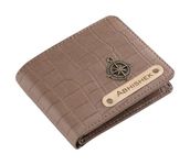 AICA Personalized Name & Charm Self-Textured Leather Mens Wallet (Brown) | Birthday Anniversary Wedding Gifts for Husband Groom Friend Men