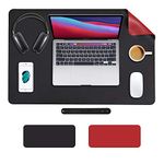 SOJITAS Desk Mat 31.5" x 15.7" Non-Slip, Desk Pad Waterproof PU Leather, Large Mouse Pad Double Sides Easy Clean for Office Home (Black - Wine Red)