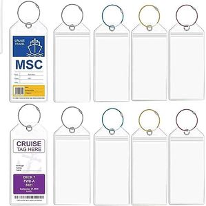 Cruise Luggage Tags 10 Pack, Luggage Tags for Cruise Ships Zip Seal with Steel Loops Clear Wide Cruise Luggage Tag Holder