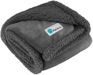 PetAmi Waterproof Dog Blanket for Bed, XL Dog Pet Blanket Couch Cover Protection, Sherpa Fleece Leakproof Bed Blanket for Crate Kennel Sofa Furniture Protector, Reversible Soft Plush 80x60 Grey Grey