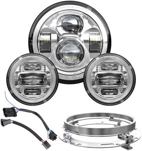 Z-OFFROAD New 7 Inch Motorcycle LED Headlight 4.5" Fog Passing Lights, DOT Kit Compatible with Harley Davidson Road King Electra Glide Ultra Classic Heritage Softail Fat Boy Street Glide, Chrome