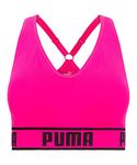 PUMA Women's Seamless Sports Bra, Pink/Black, Large
